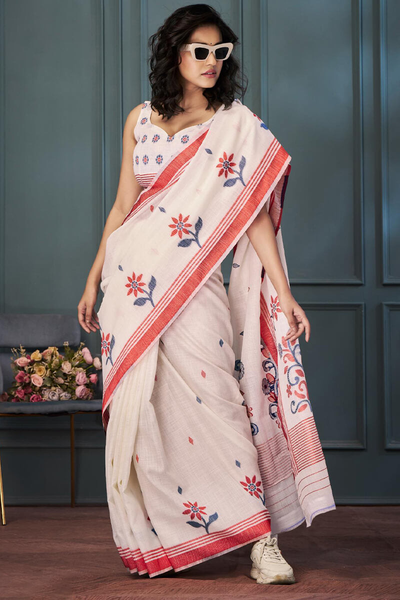 Almond Beige Soft Linen Silk Saree