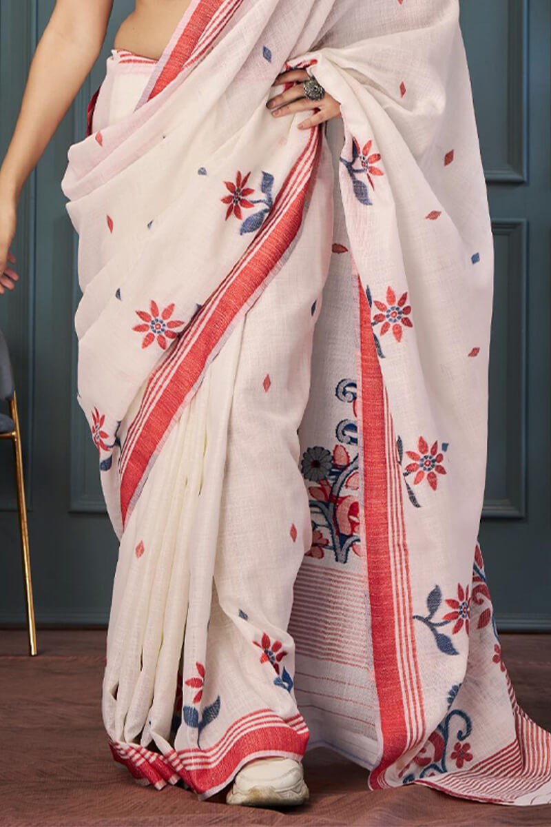 Almond Beige Soft Linen Silk Saree