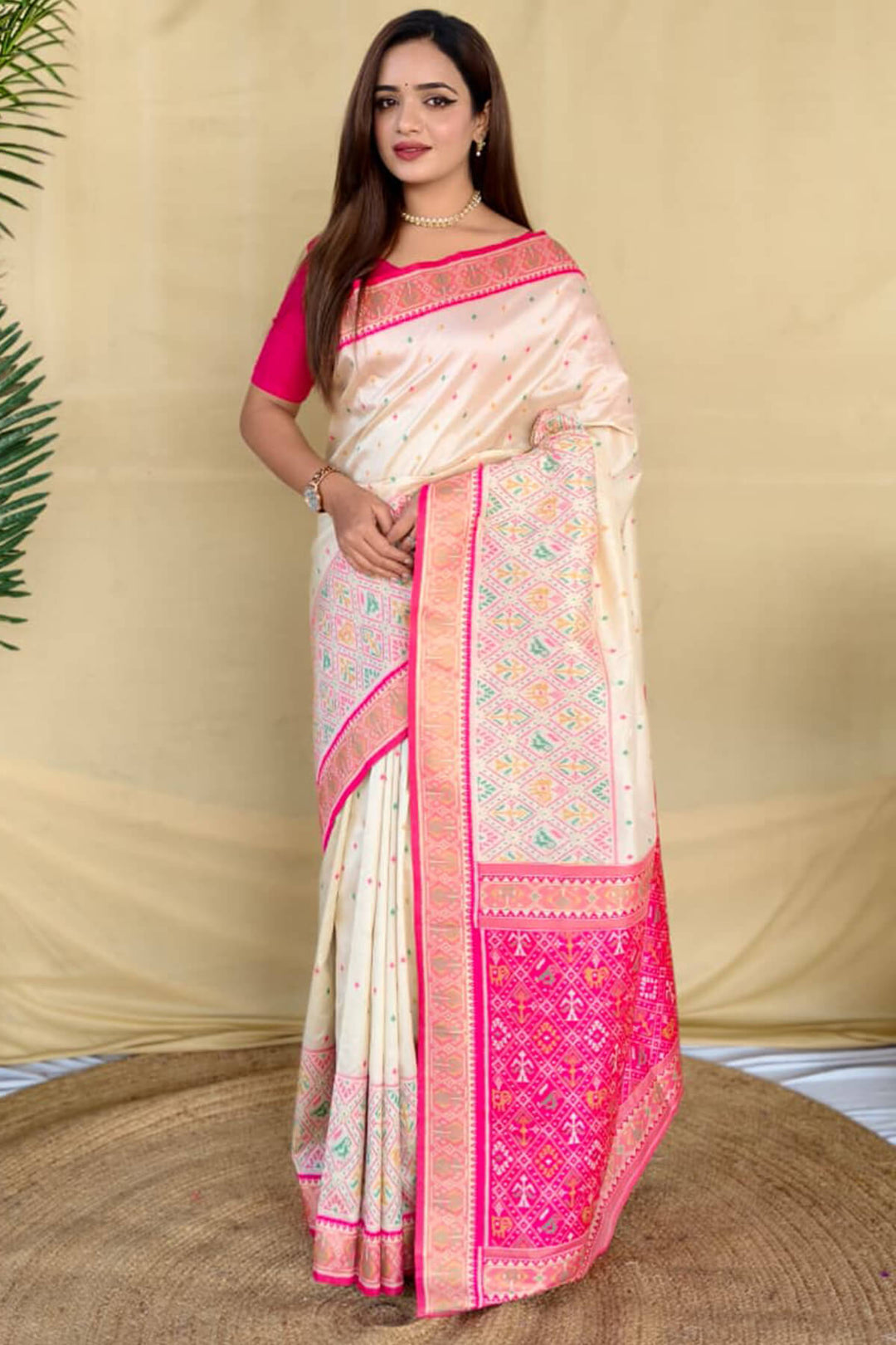Almond Beige Zari Woven Banarasi Silk Saree