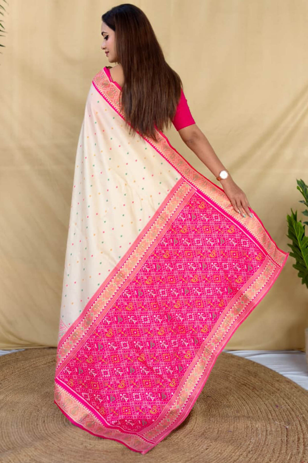 Almond Beige Zari Woven Banarasi Silk Saree