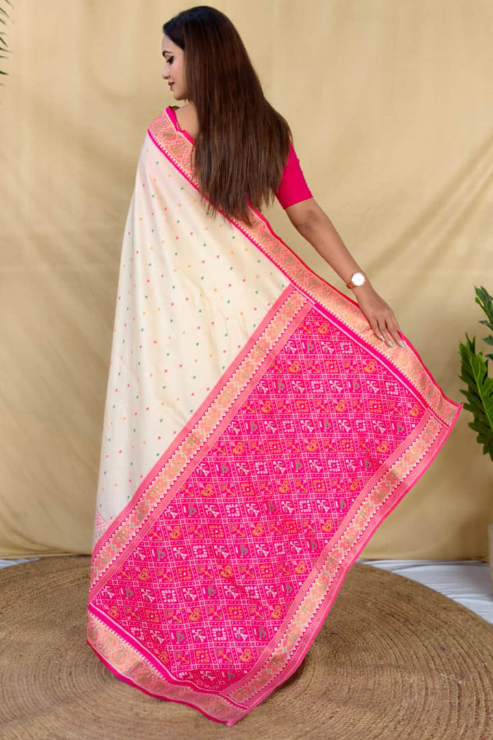 Almond Beige Zari Woven Banarasi Silk Saree