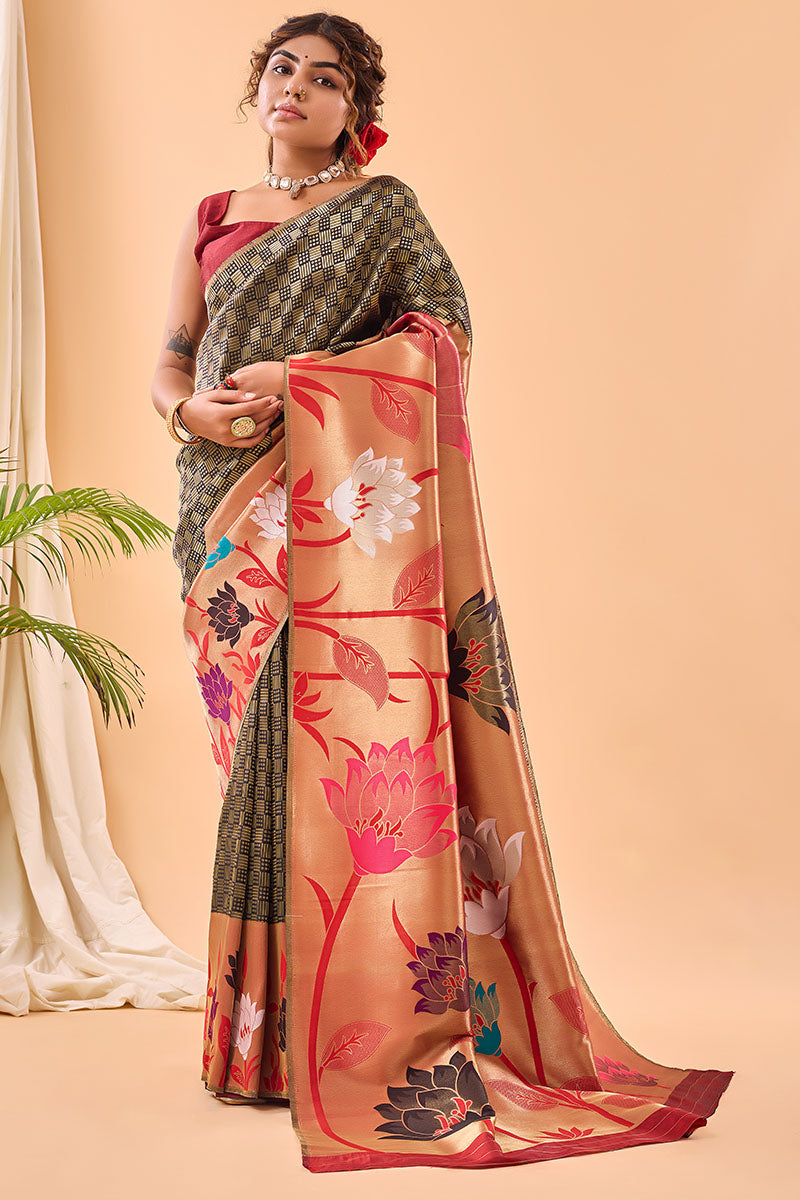 Almost Black Paithani Silk Saree