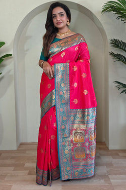 Amaranth Pink Banarasi Silk saree