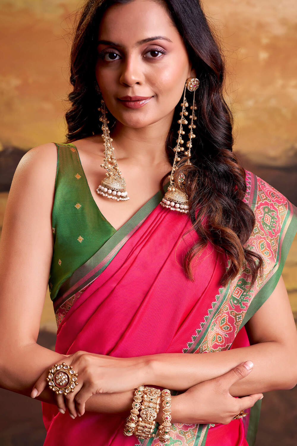 Amaranth Pink Soft Patola Silk Saree