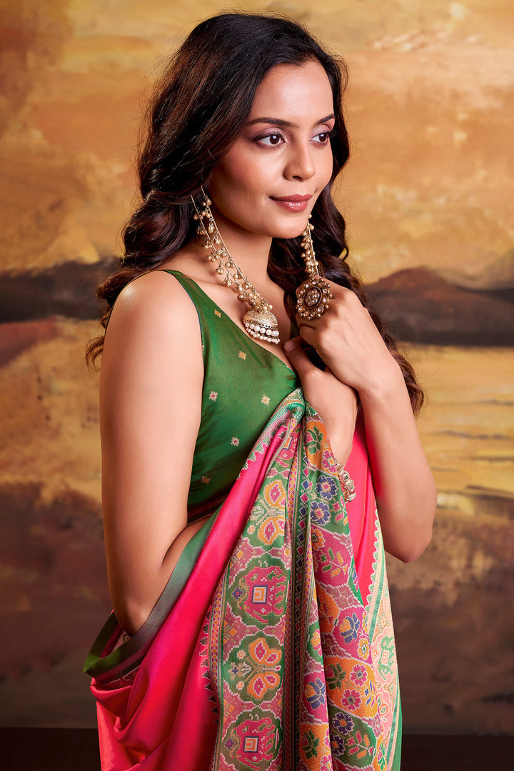 Amaranth Pink Soft Patola Silk Saree