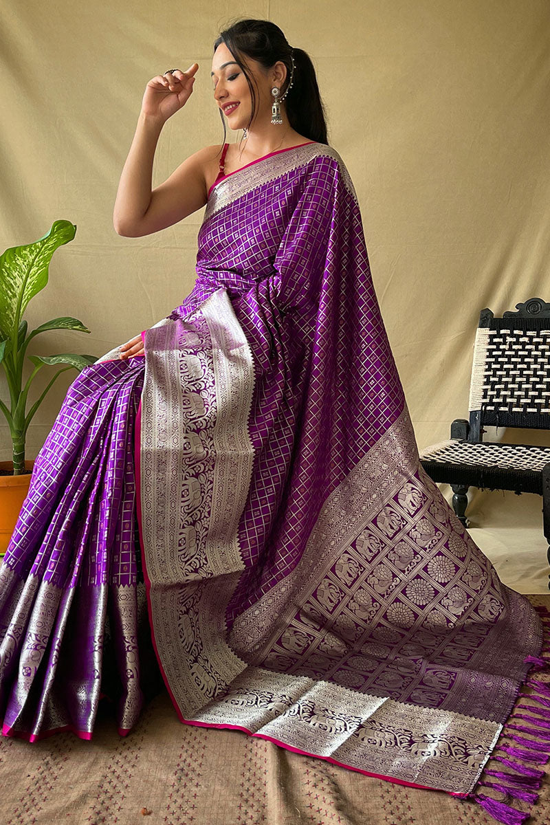 Amethyst Purple Banarasi Silk Saree