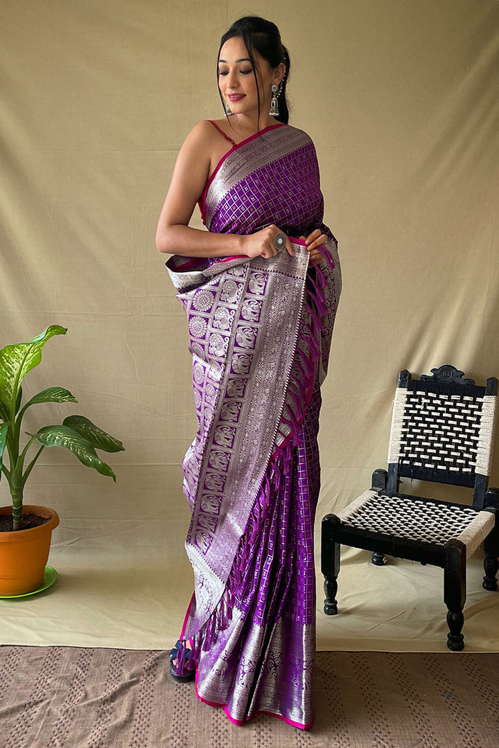 Amethyst Purple Banarasi Silk Saree