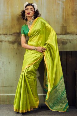 Android Green Banarasi Handloom silk saree