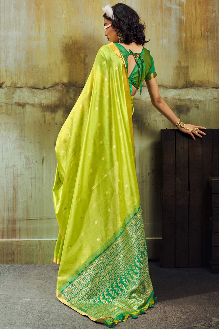 Android Green Banarasi Handloom silk saree