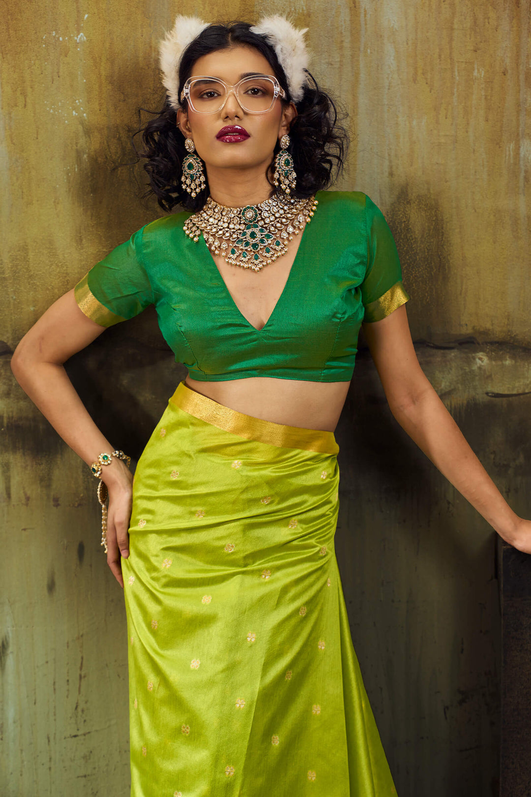 Android Green Banarasi Handloom silk saree