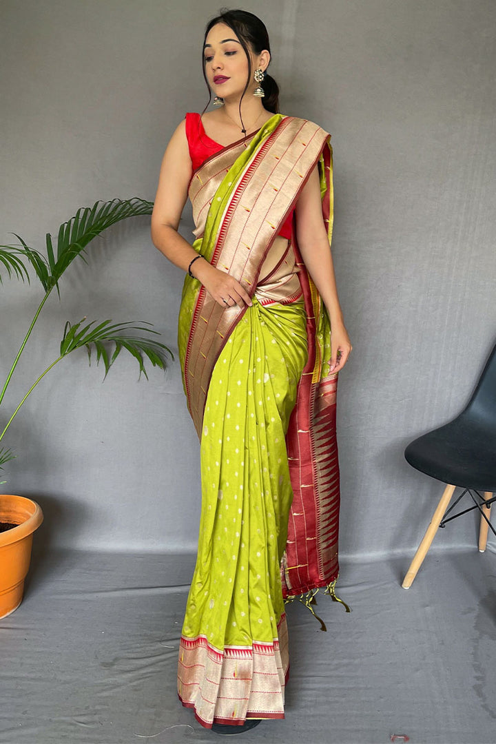 Android Green Paithani Silk Saree