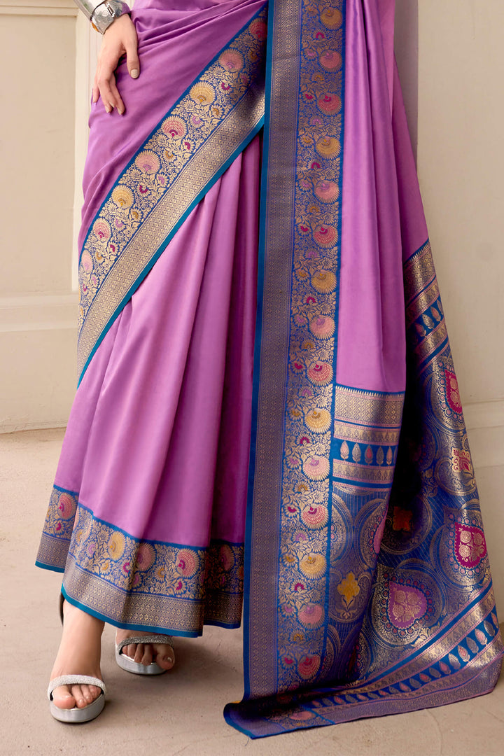 Antique Lavender Soft Banarasi Silk Saree