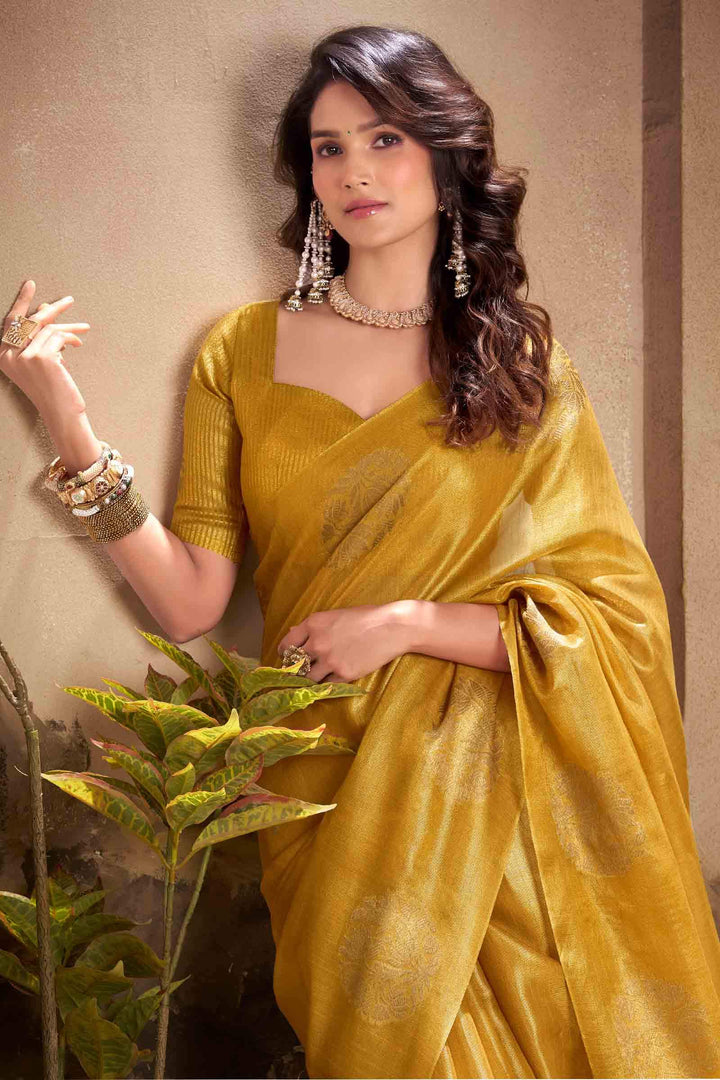 Antique Mustard Tissue Silk Saree