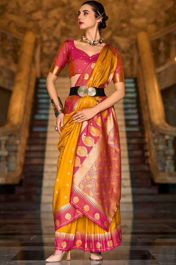ArtyClick Orange Soft Banarasi Silk Saree