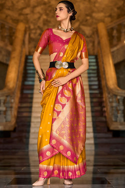 ArtyClick Orange Soft Banarasi Silk Saree