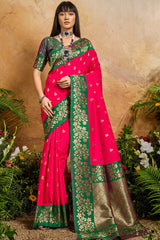 Awesome Pink Banarasi Silk Saree