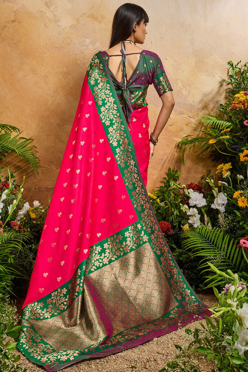 Awesome Pink Banarasi Silk Saree
