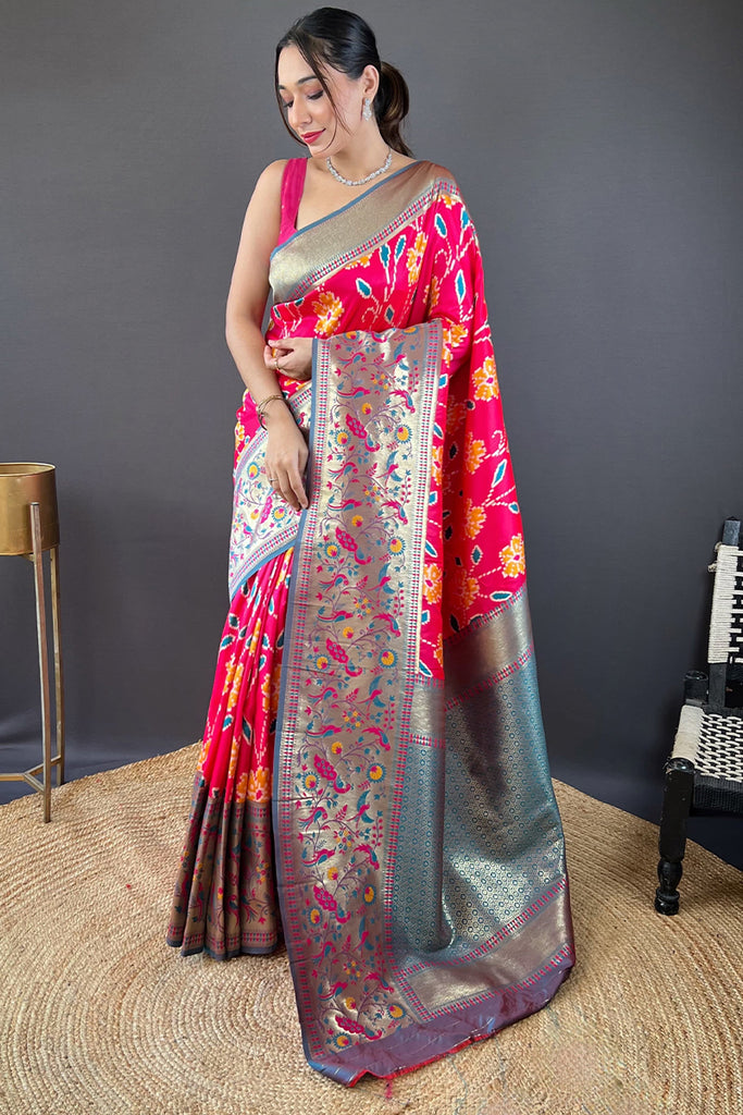 Awesome Pink Soft Paithni silk saree