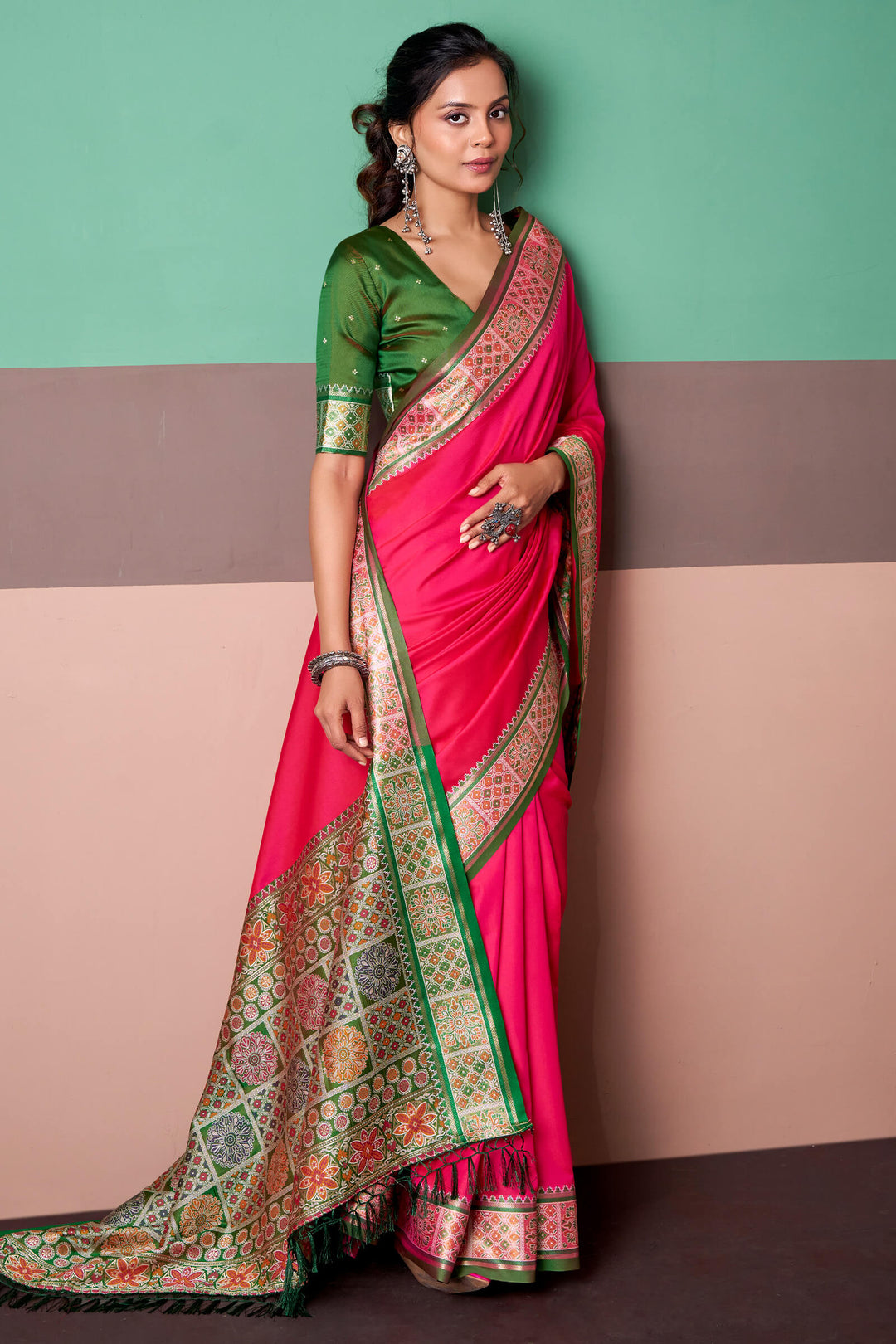 Awesome Pink Soft Patola Silk Saree