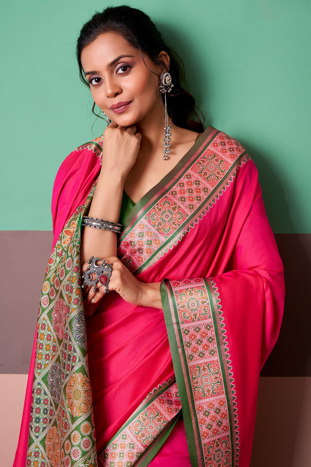 Awesome Pink Soft Patola Silk Saree