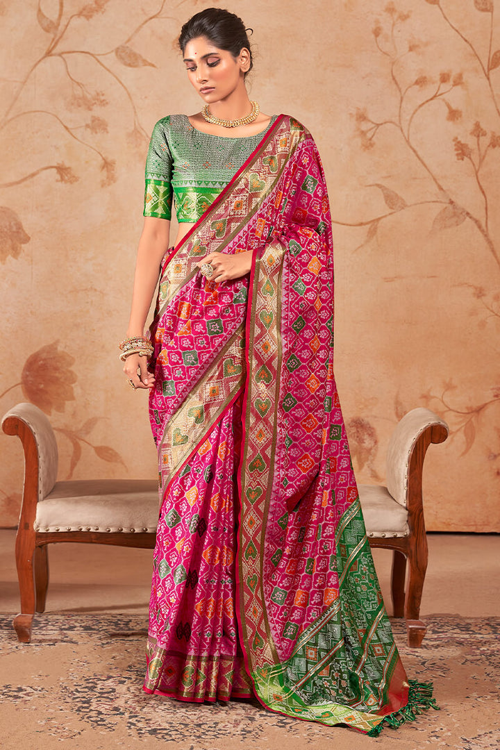 Awesome Pink Woven Soft Banarasi Silk Saree