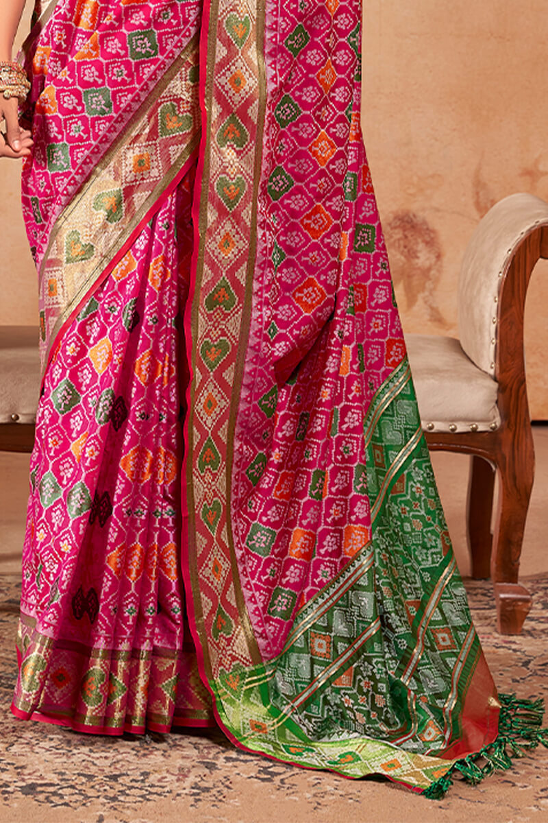 Awesome Pink Woven Soft Banarasi Silk Saree