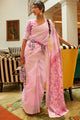 Baby Pink Pashmina Silk Saree
