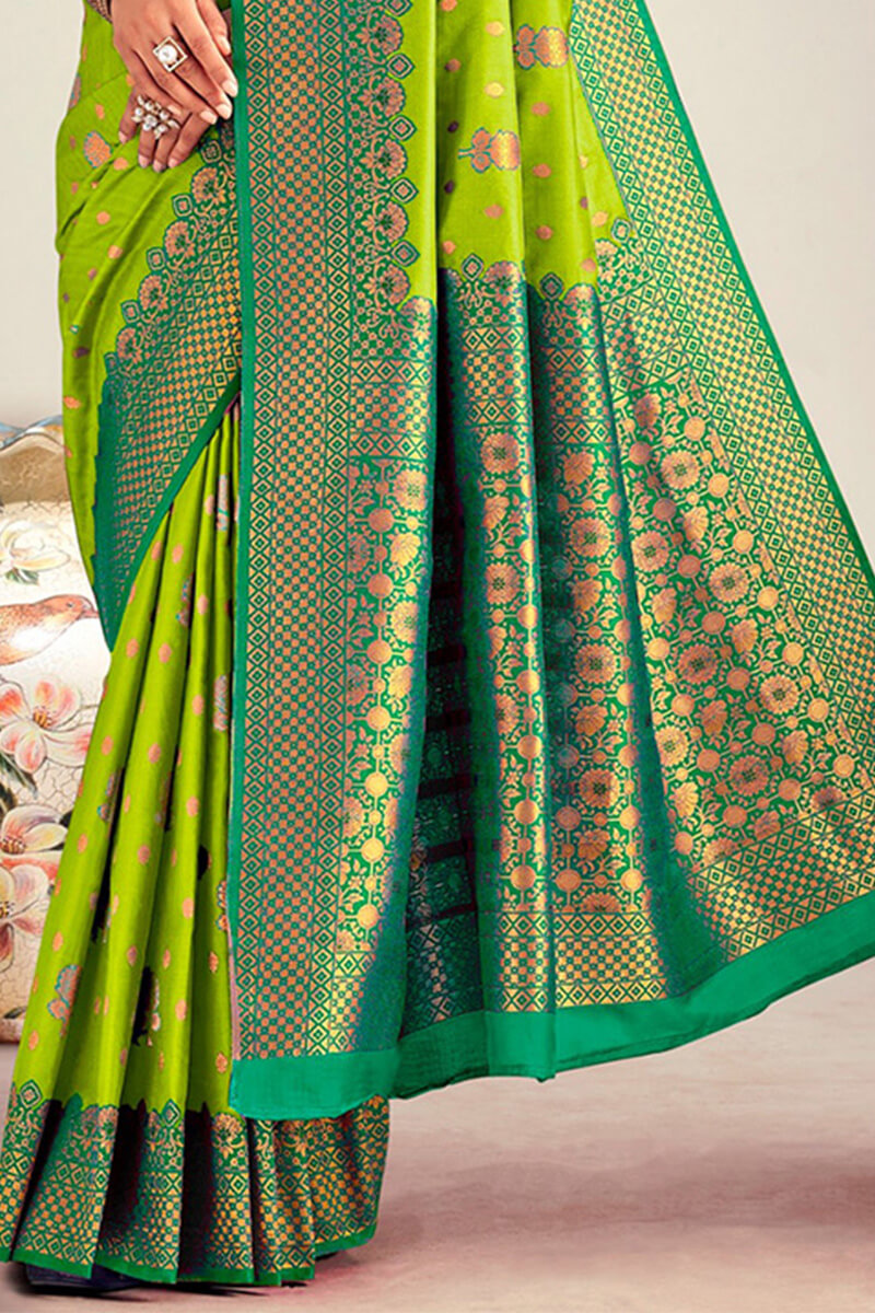 Barf Green Soft Banarasi Silk Saree