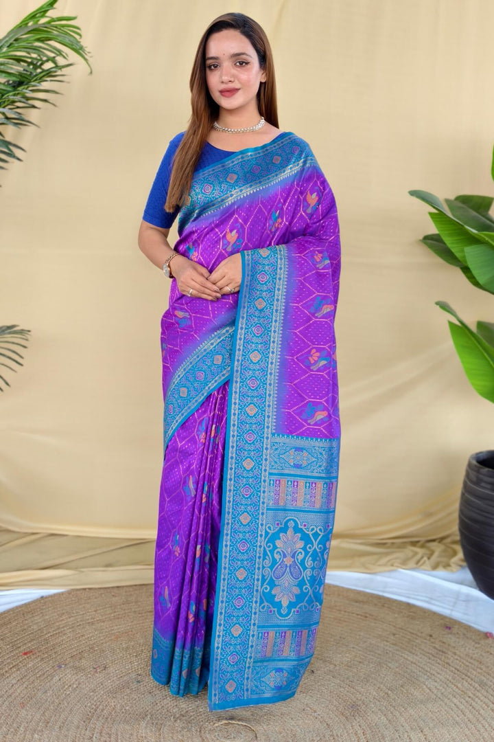 Barney Purple Banarasi Silk Saree