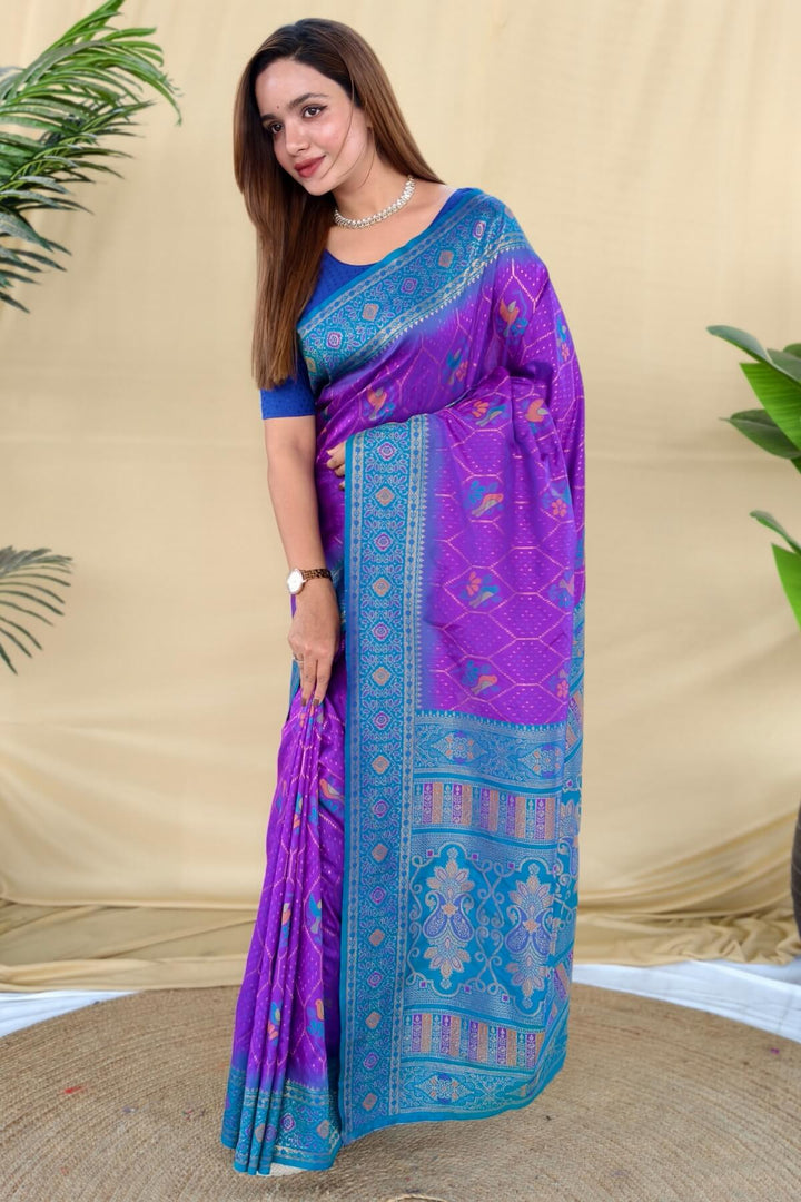 Barney Purple Banarasi Silk Saree