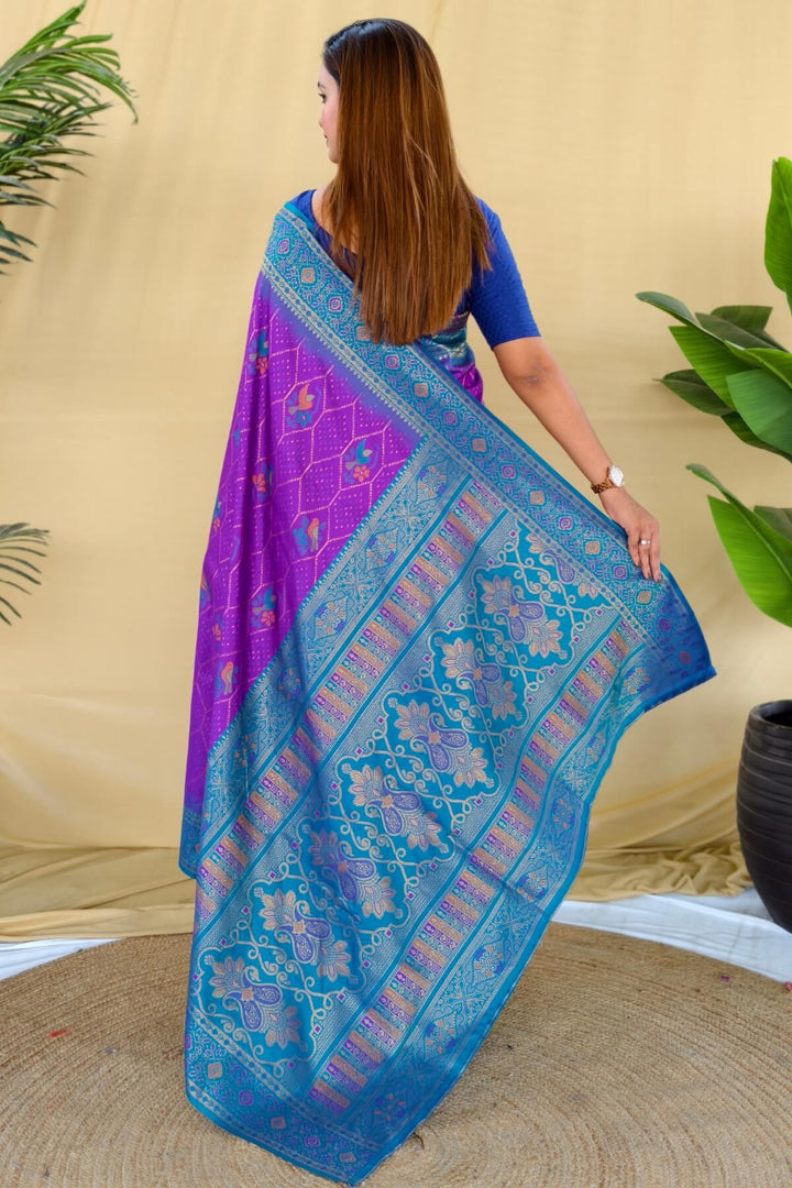 Barney Purple Banarasi Silk Saree