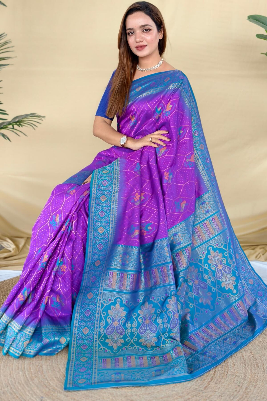 Barney Purple Banarasi Silk Saree