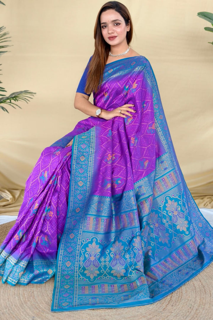 Barney Purple Banarasi Silk Saree