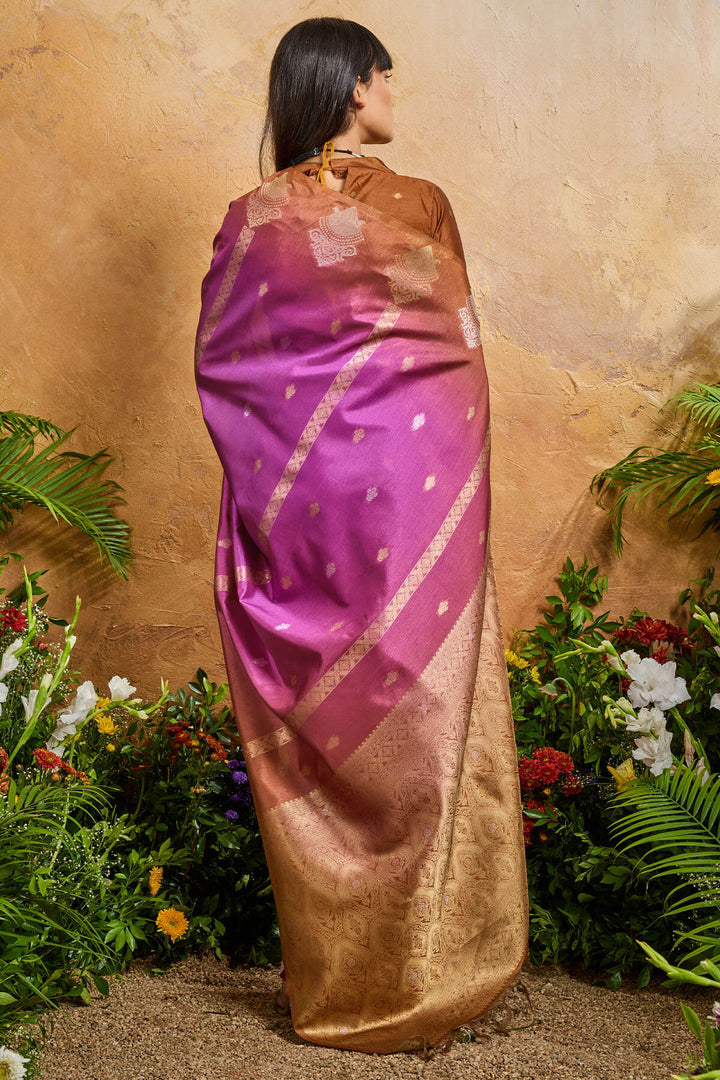 Bashful Pink Banarasi Paper Silk Saree