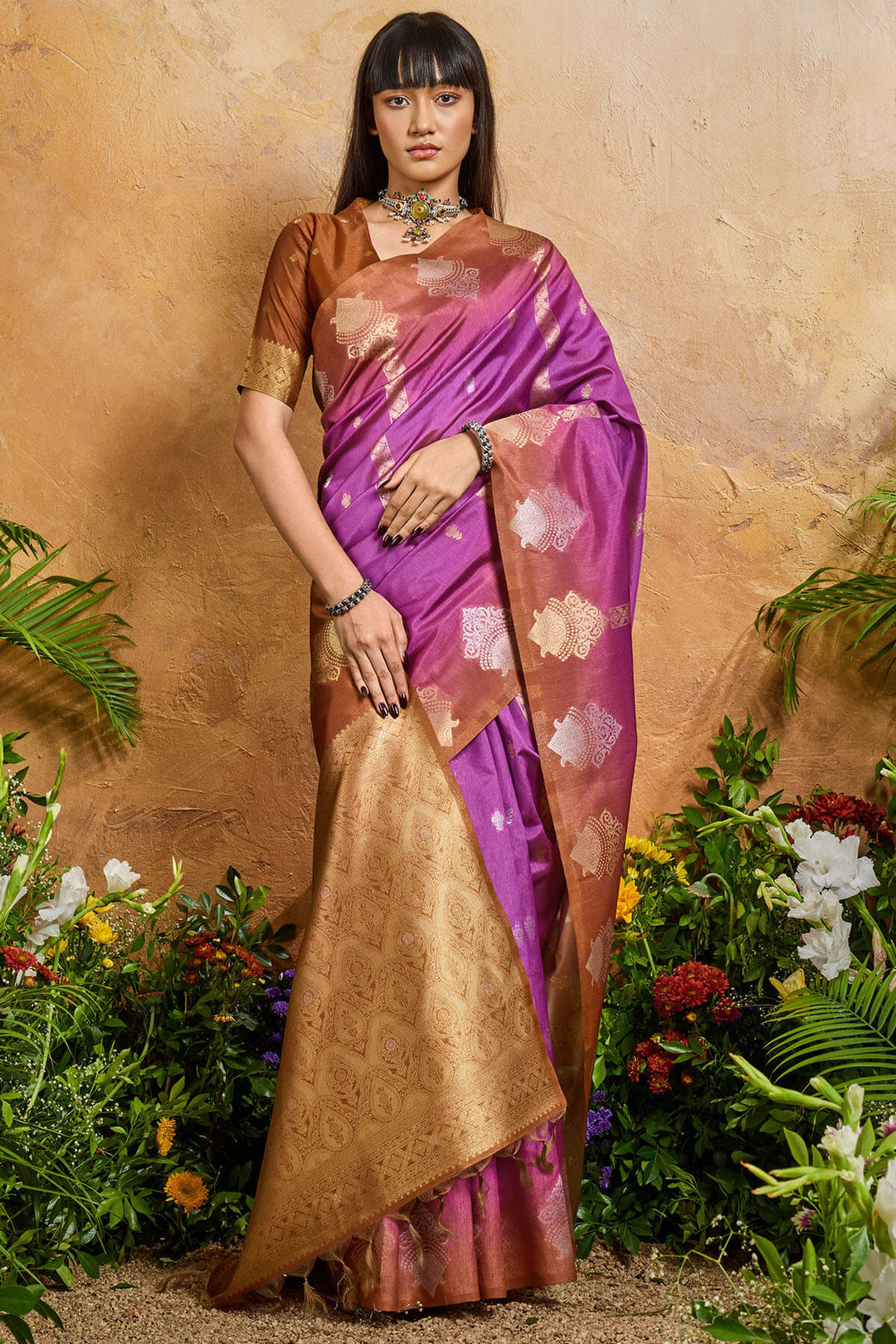 Bashful Pink Banarasi Paper Silk Saree