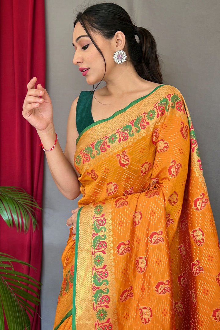 Bee Yellow Patola Silk Saree