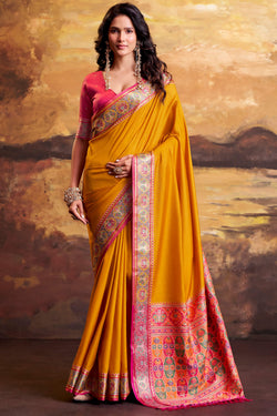 Bee Yellow Soft Patola Silk Saree