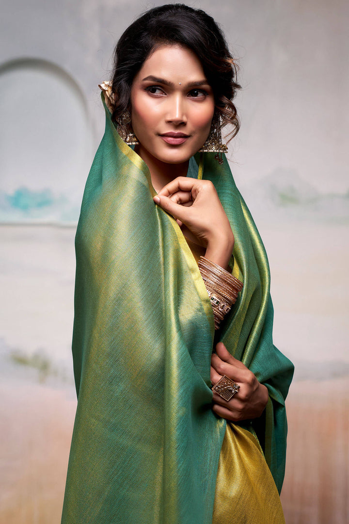 Beetle Green Tissue Silk Saree