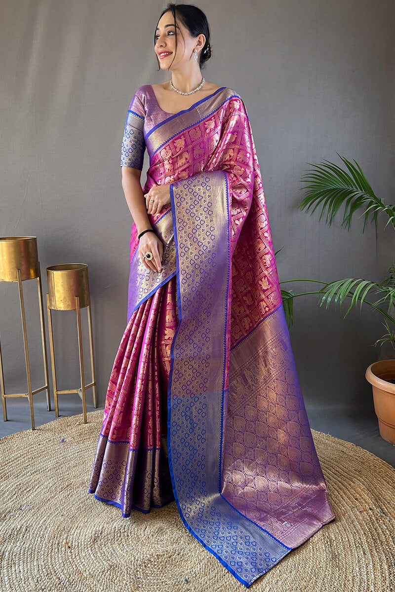 Berry Purple Kanjivaram Silk Saree