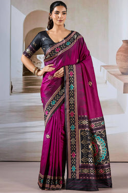 Berry Purple Patola Silk Saree