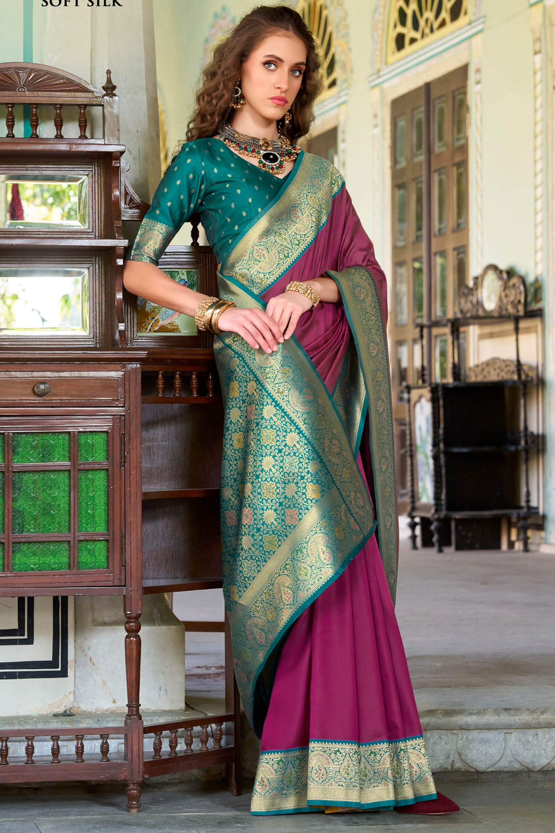 Berry Wine Soft Silk Saree