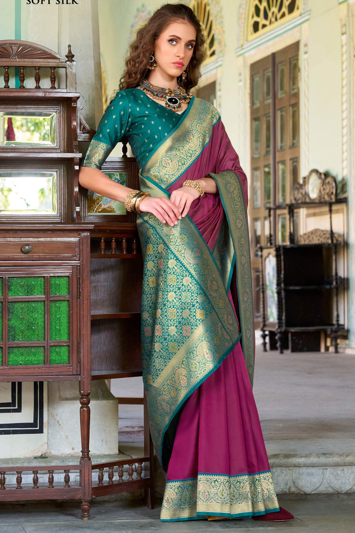 Berry Wine Soft Silk Saree