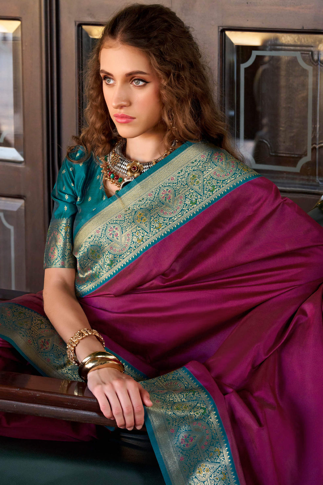 Berry Wine Soft Silk Saree