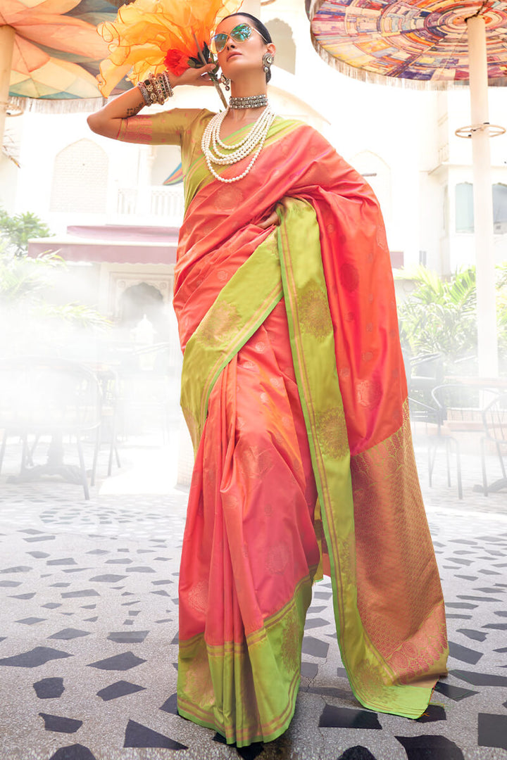 Bittersweet Pink Banarasi Katan Silk Saree