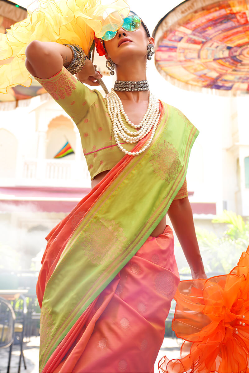 Bittersweet Pink Banarasi Katan Silk Saree