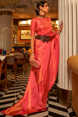 Bittersweet Pink Kanjivaram Silk Saree