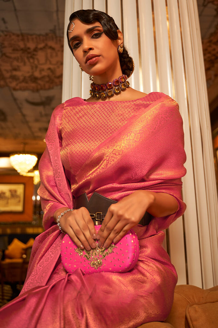 Bittersweet Pink Kanjivaram Silk Saree