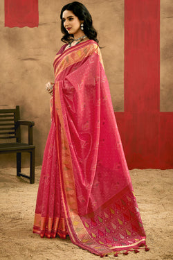 Bittersweet Pink Patola Silk Saree