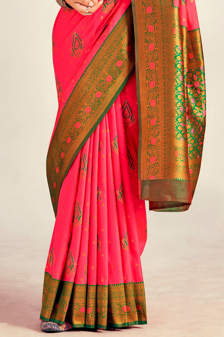 Bittersweet Pink Soft Banarasi Silk Saree