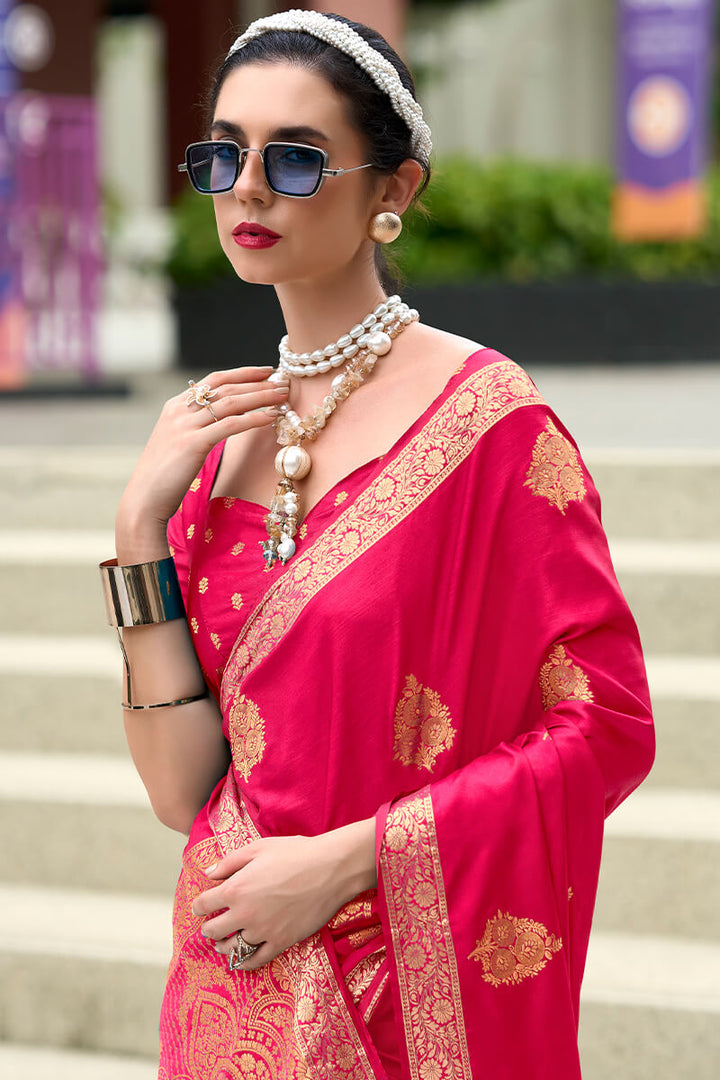 Blush Pink Banarasi Tissue Silk Saree